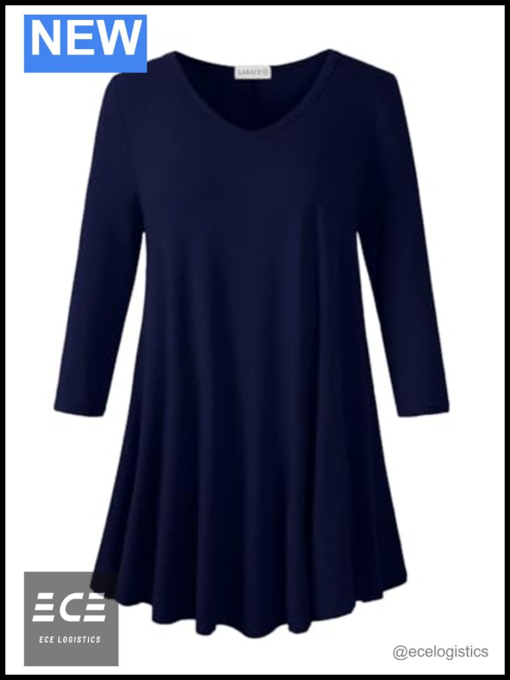 Plus Size 3/4 Sleeve V-Neck Tunic Top Flowy Blouse